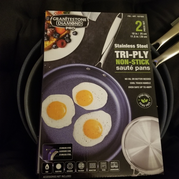 Granitestone Diamond PRO Stainless Steel Tri-Ply Non-Stick Saute Pans 2p… - Picture 6 of 10